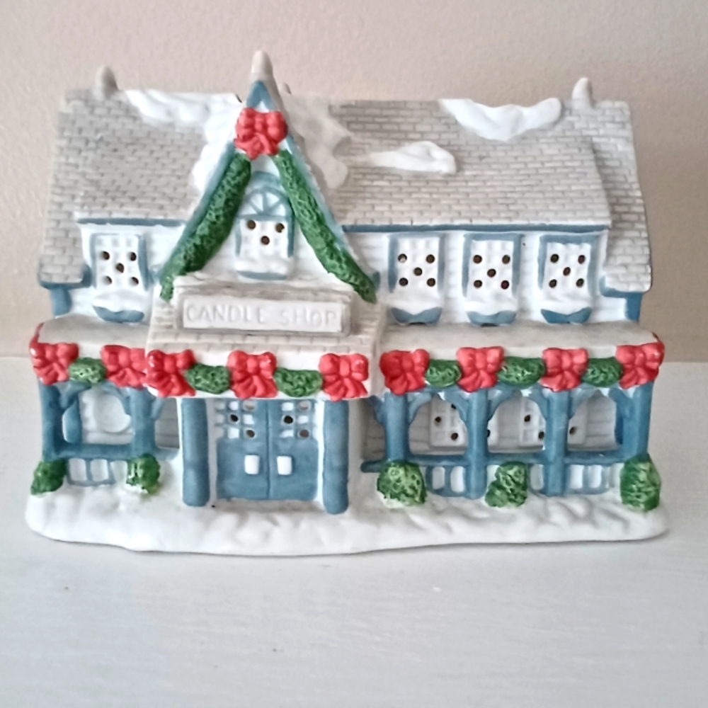 PartyLite Victorian Candle Shop Painted Porcelain Tealight House